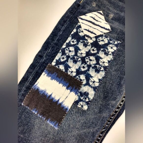 Tommy Bahama Boho Patchwork Vintage Boyfriend Slim Denim Jeans Pants Sz 26 - Picture 6 of 16